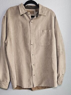 Clearwater Outfitters XL Faux Suede Shirt Tan Western Workwear Gorpcore Button D